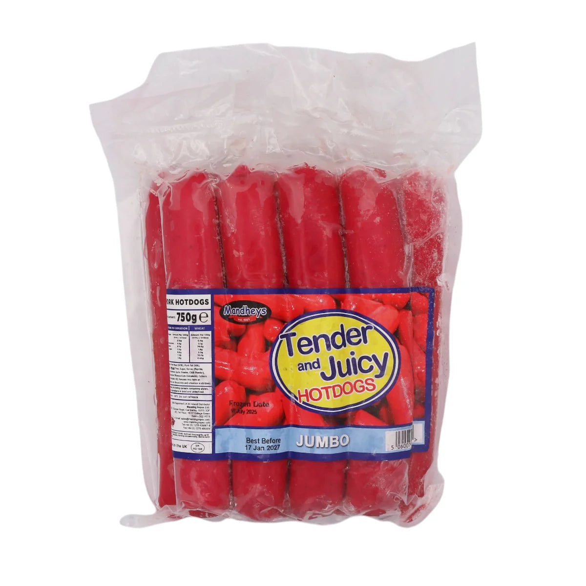 mandheys jumbo hotdog 750g